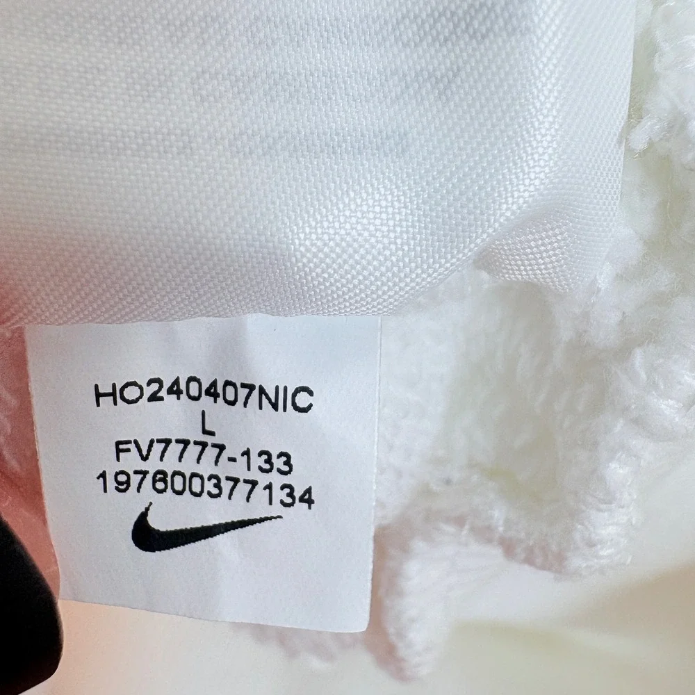 Nike Upside Down Logo  Oversized Cropped French Terry Hoodie White Black Large